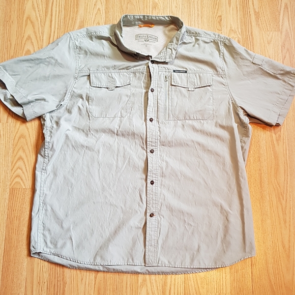 Field & Stream Short Sleeve Button Fishing Shirt Sage Green - Picture 2 of 7